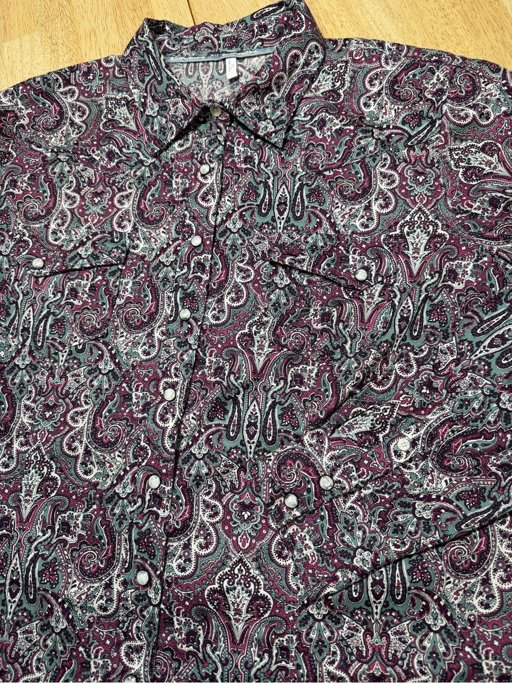 Cinch Women’s Western Purple Paisley Pearl Snap Colorful Button Down Shirt 2XL